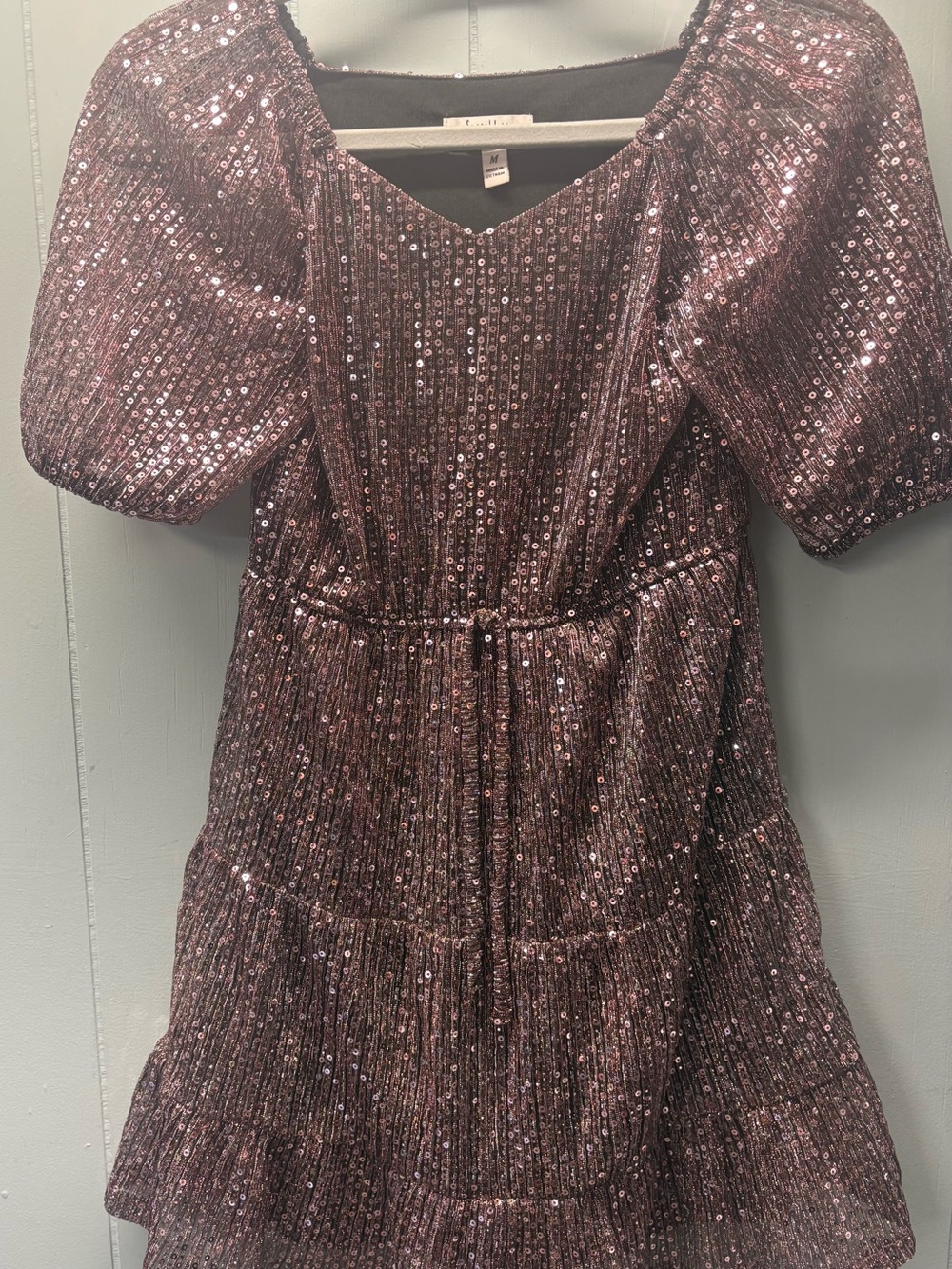 Speechless Rose-Sequin Puff-Sleeve Party Dress